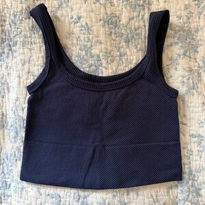 NIKIBIKI O/S Navy Cropped Chevron Tank Top